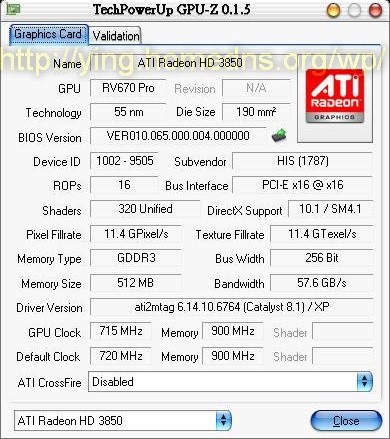ATI Radeon HD 3850 晶片資訊