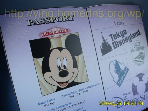 可愛米奇的護照 Mickey passport in Tokyo Disneyland